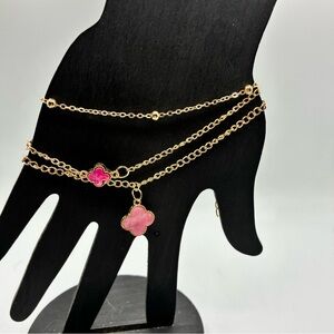 Fashion Jewelry Gold and Pink Anklets